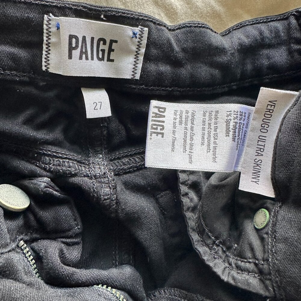 Paige black jeans straight leg size 27